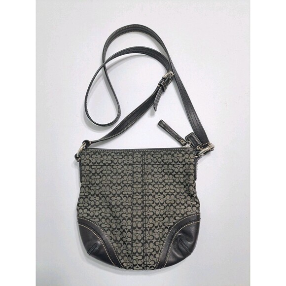 Coach Soho Signature Mini C Jacquard Leather Crossbody Swingpack Bag Black Y2K - Picture 3 of 6